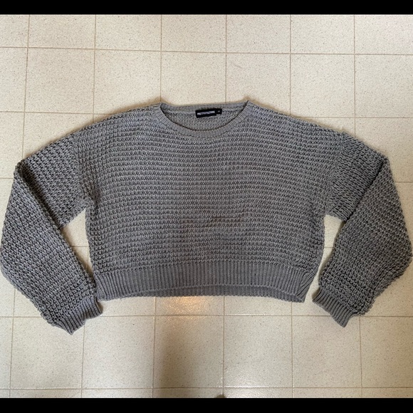 Grey PrettyLittleThing Knit Crew Neck Sweater - Picture 2 of 3